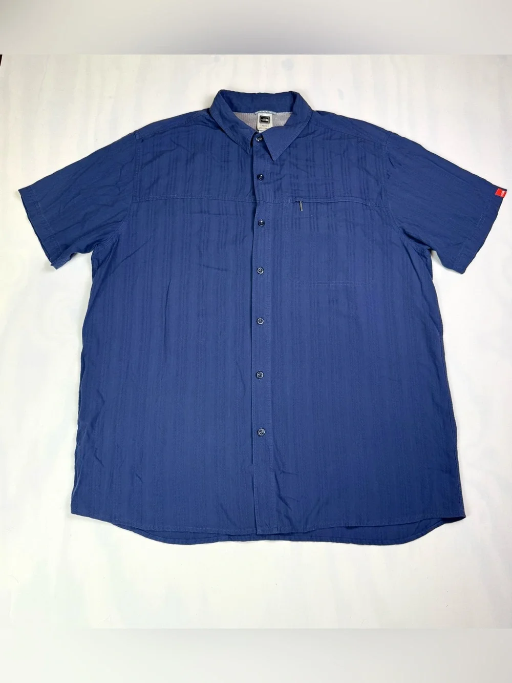The North Face Men’s XXL Blue Short Sleeve Button Up Shirt Zip Pocket